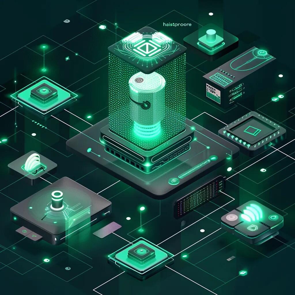 Abstract digital illustration of a secure vault mechanism with glowing components, representing HashiCorp Vault's architecture for secrets management and authentication methods.