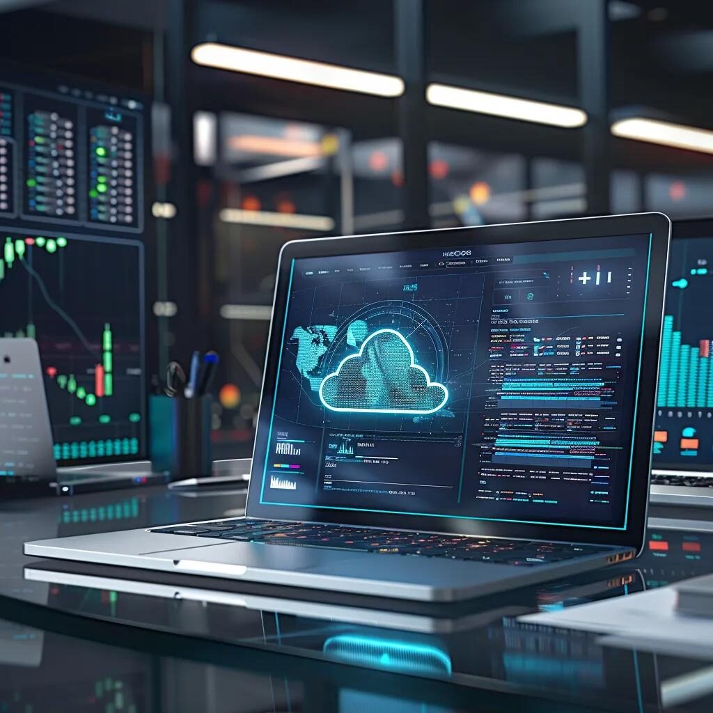 Modern workspace with laptop showcasing HashiCorp Nomad, symbolizing cloud orchestration and efficiency