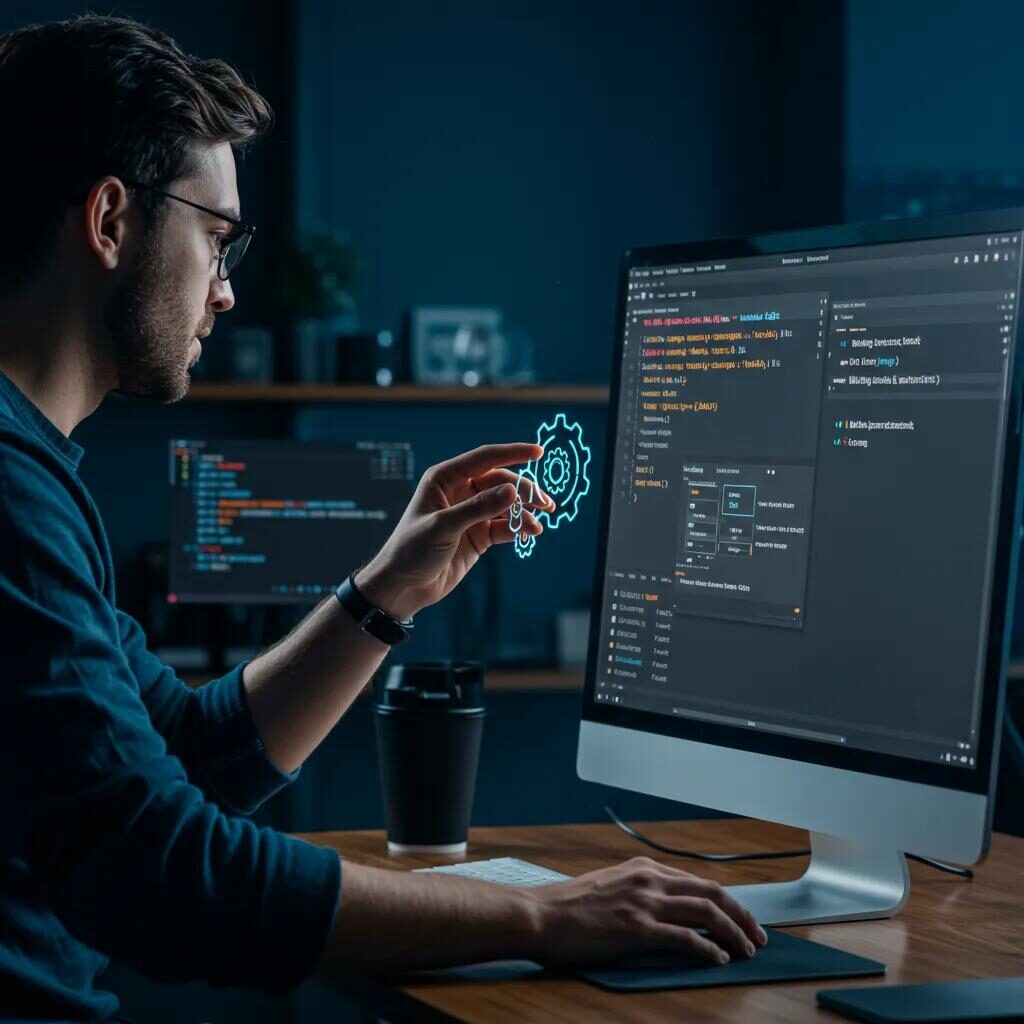 Developer using Git hooks to automate workflows in software development
